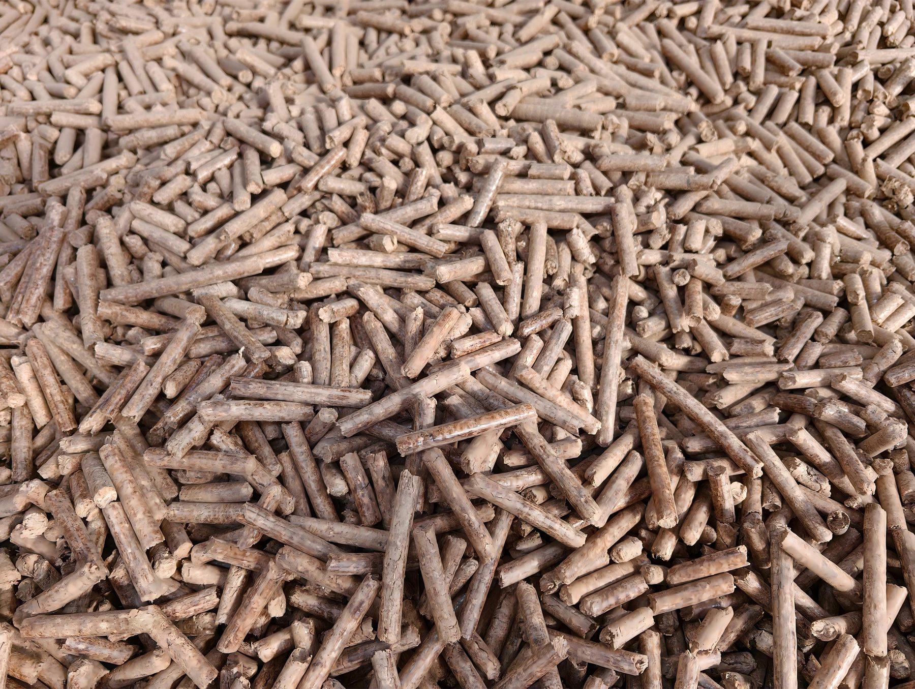 Close-up of finished biomass pellets